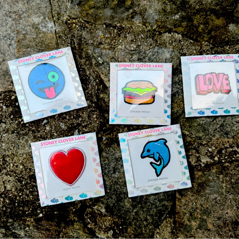 A set of 5 fun and colorful Stoney Clover Lane patch patches.
